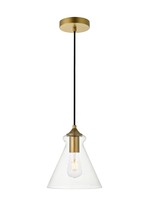 Elegant LD2244BR - Destry 1 Light Brass Pendant With Clear Glass