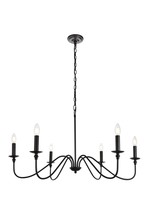 Elegant LD5006D36MB - Rohan Collection Chandelier D36 H19 Lt:6 Matte Black Finish