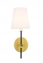 Elegant LD6004W6BRBK - Mel 1 light Brass and Black and White shade wall sconce