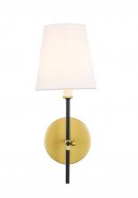 Elegant LD6004W6BRBK - Mel 1 light Brass and Black and White shade wall sconce