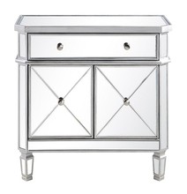 Elegant MF6-1002SC - 1 Drawer 2 Door Cabinet 32 in. x 16 in. x 32 in. in silver Clear