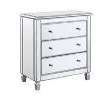 Elegant MF6-1019S - 3 Drawer Bedside Cabinet 33 in.x 18 in.x 32 in. in silver paint