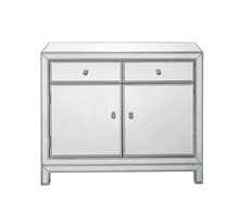 Elegant MF72002 - Nightstand 2 drawers 2 doors 38in. W x 12in. D x 32in. H in antique silver paint