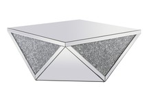 Elegant MF92005 - 38 inch Square Crystal Coffee Table Silver Royal Cut Crystal