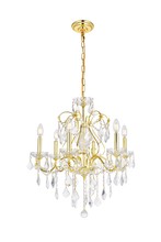 Elegant V2015D24G/RC - St. Francis 6 light Gold Chandelier Clear Royal Cut Crystal