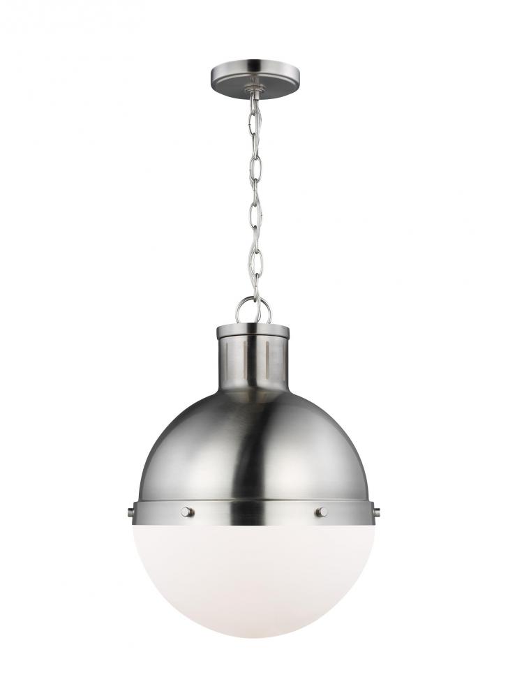 Hanks transitional 1-light LED indoor dimmable medium ceiling hanging single pendant light in brushe
