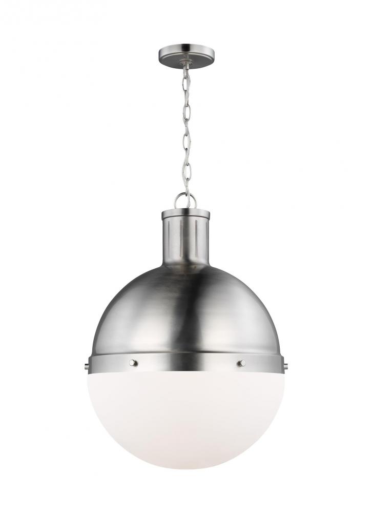 Hanks transitional 1-light LED indoor dimmable large ceiling hanging single pendant light in brushed