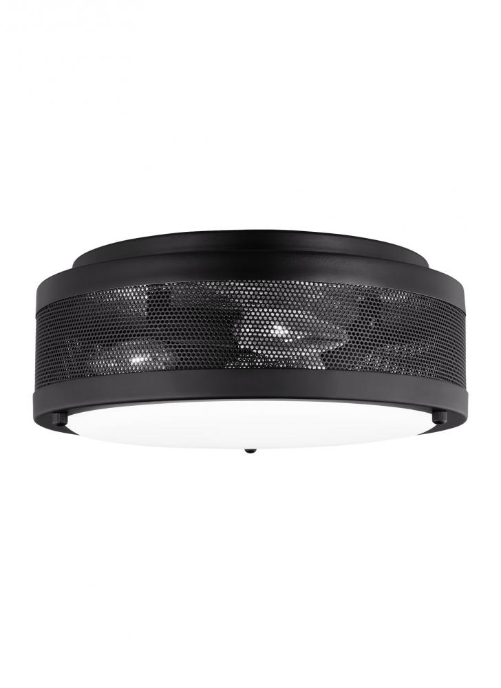 Vander transitional 3-light LED indoor/outdoor dimmable medium ceiling flush mount in midnight black