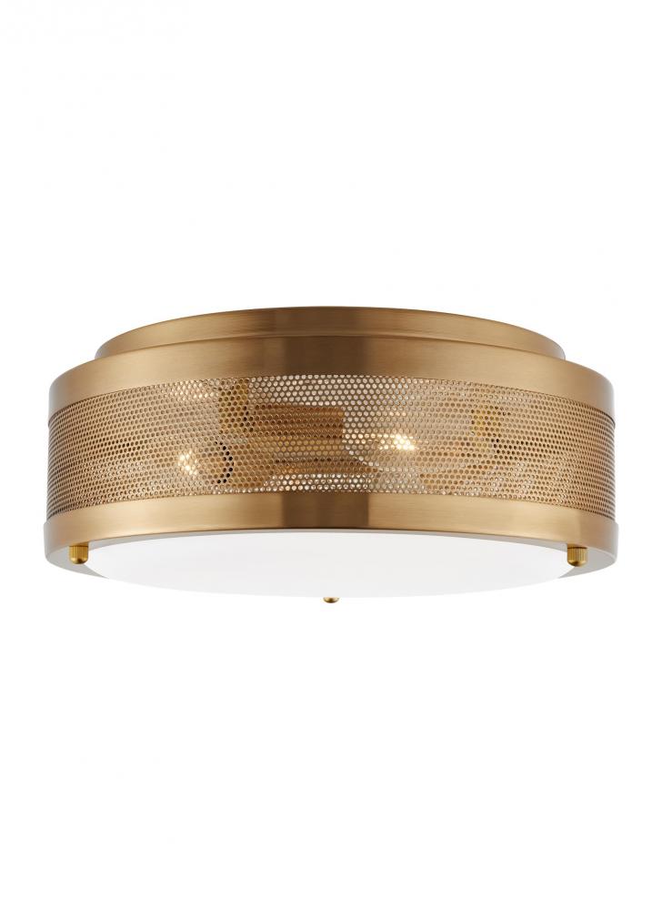 Vander transitional 3-light LED indoor/outdoor dimmable medium ceiling flush mount in satin brass go