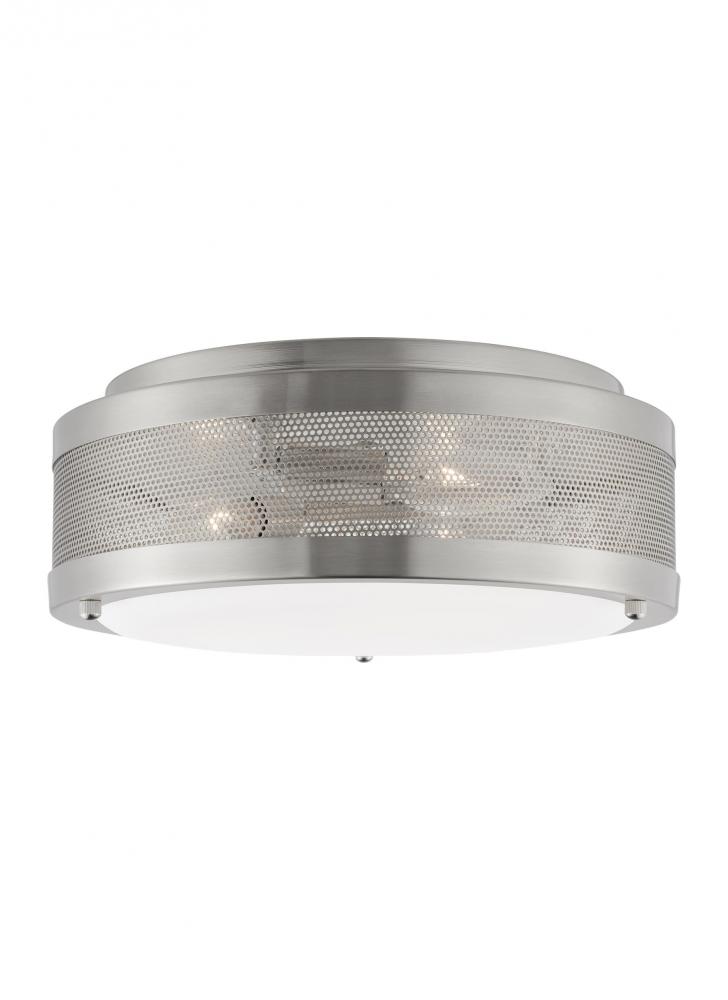 Vander transitional 3-light LED indoor/outdoor dimmable medium ceiling flush mount in brushed nickel