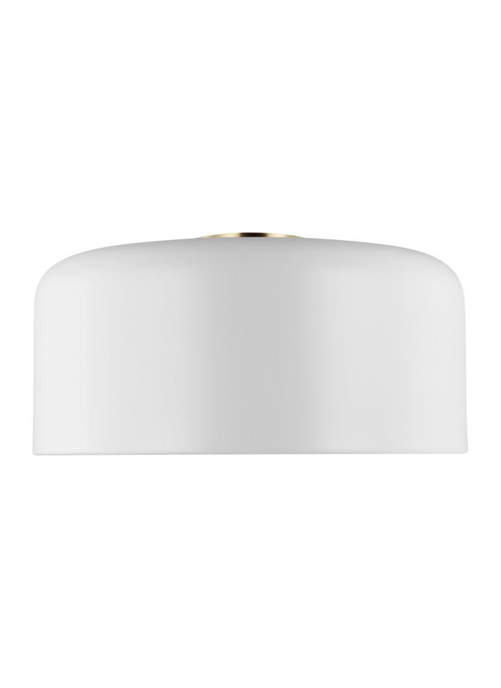 Malone transitional 1-light indoor dimmable large ceiling flush mount in matte white finish with mat
