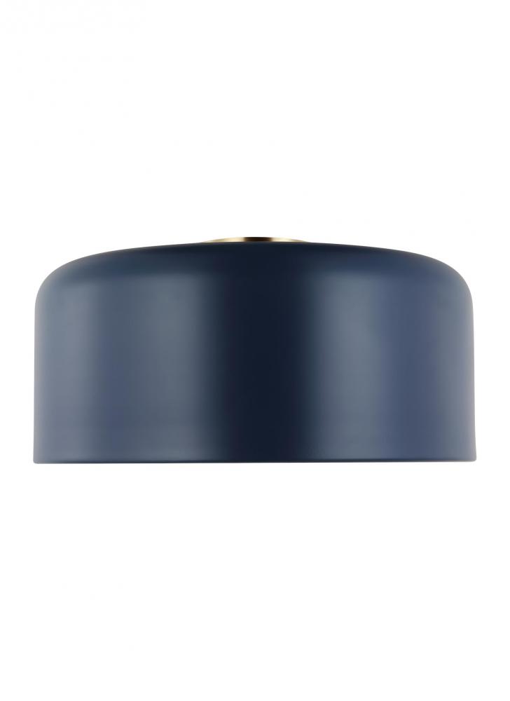 Malone transitional 1-light indoor dimmable large ceiling flush mount in navy finish with navy steel