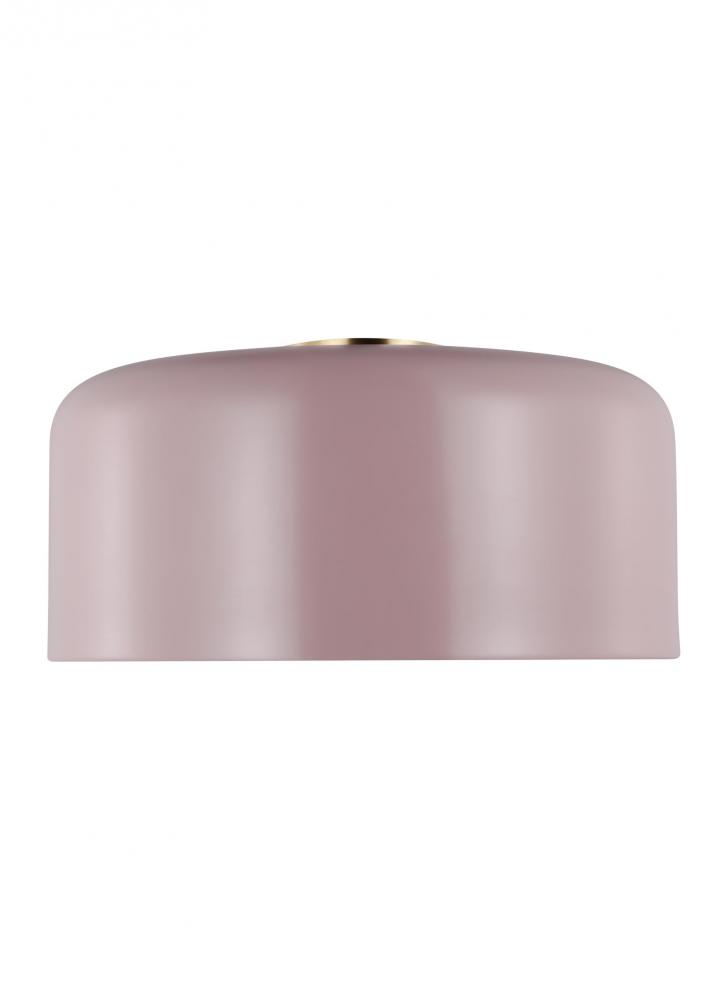 Malone transitional 1-light indoor dimmable large ceiling flush mount in rose finish with rose steel