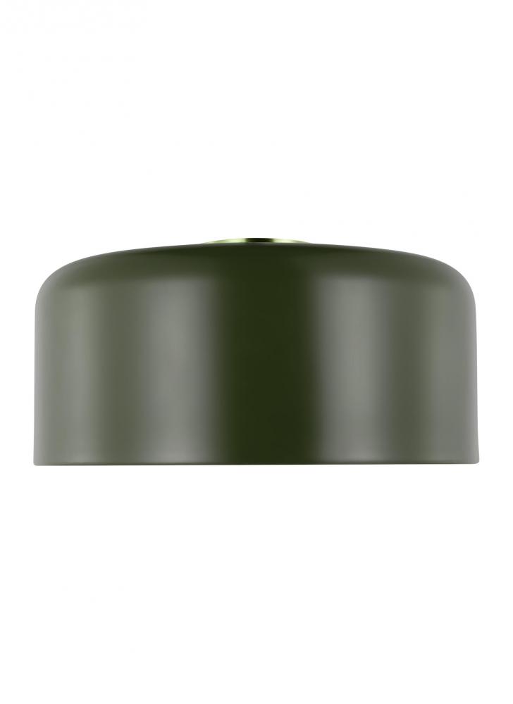 Malone transitional 1-light indoor dimmable large ceiling flush mount in olive finish with olive ste