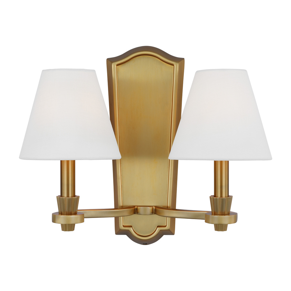 Paisley transitional dimmable indoor 2-light wall sconce fixture in a burnished brass finish with wh