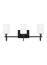 Visual Comfort & Co. Studio Collection 4457103EN3-112 - Oak Moore traditional 3-light LED indoor dimmable bath vanity wall sconce in midnight black finish a