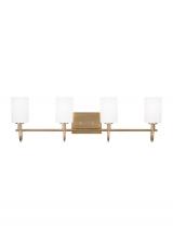 Visual Comfort & Co. Studio Collection 4457104EN3-848 - Oak Moore traditional 4-light LED indoor dimmable bath vanity wall sconce in satin brass gold finish