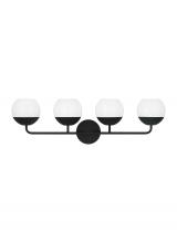 Visual Comfort & Co. Studio Collection 4468104EN3-112 - Alvin modern LED 4-light indoor dimmable bath vanity wall sconce in midnight black finish with white