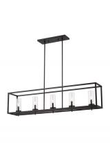 Visual Comfort & Co. Studio Collection 6690305EN-112 - Zire dimmable indoor 5-light LED island pendant in a midnight black finish with clear glass shade