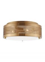 Visual Comfort & Co. Studio Collection 7532003EN-848 - Vander transitional 3-light LED indoor/outdoor dimmable medium ceiling flush mount in satin brass go