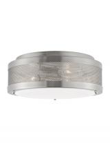 Visual Comfort & Co. Studio Collection 7532003EN-962 - Vander transitional 3-light LED indoor/outdoor dimmable medium ceiling flush mount in brushed nickel