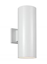 Visual Comfort & Co. Studio Collection 8313802EN3-15 - Outdoor Cylinders transitional 2-light LED outdoor exterior small wall lantern sconce in white finis