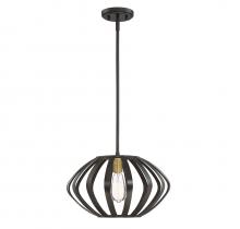 Savoy House Meridian M70079ORBNB - 1-light Mini Pendant In Oil Rubbed Bronze With Natural Brass