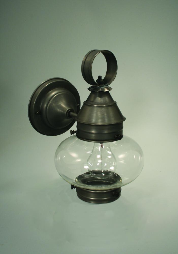 Onion Wall No Cage Antique Brass Medium Base Socket Clear Glass