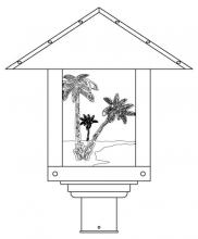 Arroyo Craftsman TRP-16PTAM-S - 16" timber ridge post mount with palm tree  filigree
